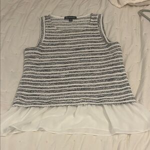 INC International Concepts.             Striped Sleeveless Top with Chiffon Hem